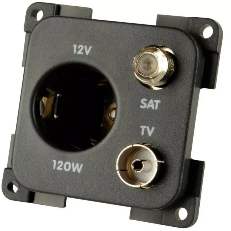 Darmowa dostawa GNIAZDO ELEKTRYCZNE SYSTEM 10000 12V+TV+SAT WEWNĘTRZNE ANTRACYT