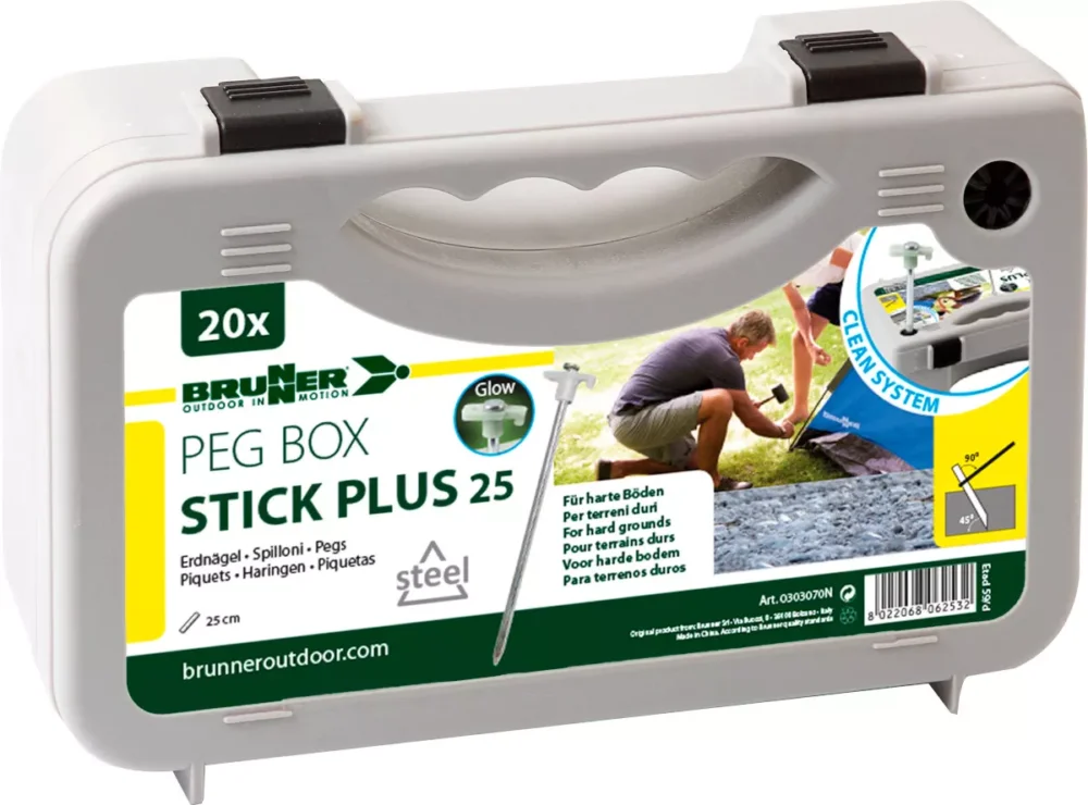 Tylko dziś ŚLEDZIE BRUNNER SET PEG BOX STICK PLUS 25 cm 20 szt. ZESTAW W WALIZCE