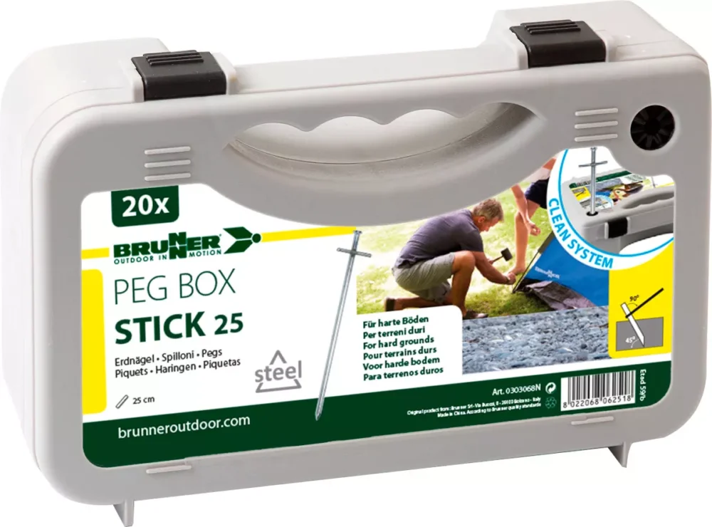 ŚLEDZIE BRUNNER SET PEG BOX STICK 25 cm 20 szt. ZESTAW W WALIZCE Bezpieczne zakupy